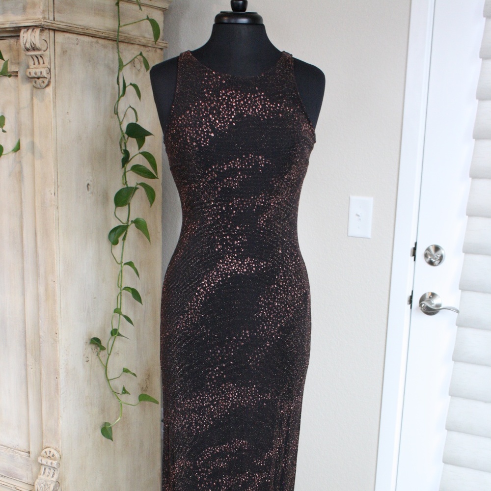 Black Tank Dress with Copper Sparkly Flecks